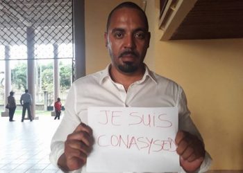 Nicolas Nguema lors d'un soutien à la Conasysed