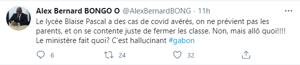 Le tweet d'Alex Bongo