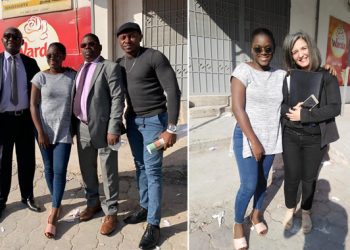 Walvyna Fransca Tonda libérée, elle est à gauche avec son avocate Me Nadia Welbani à l'extrême droite