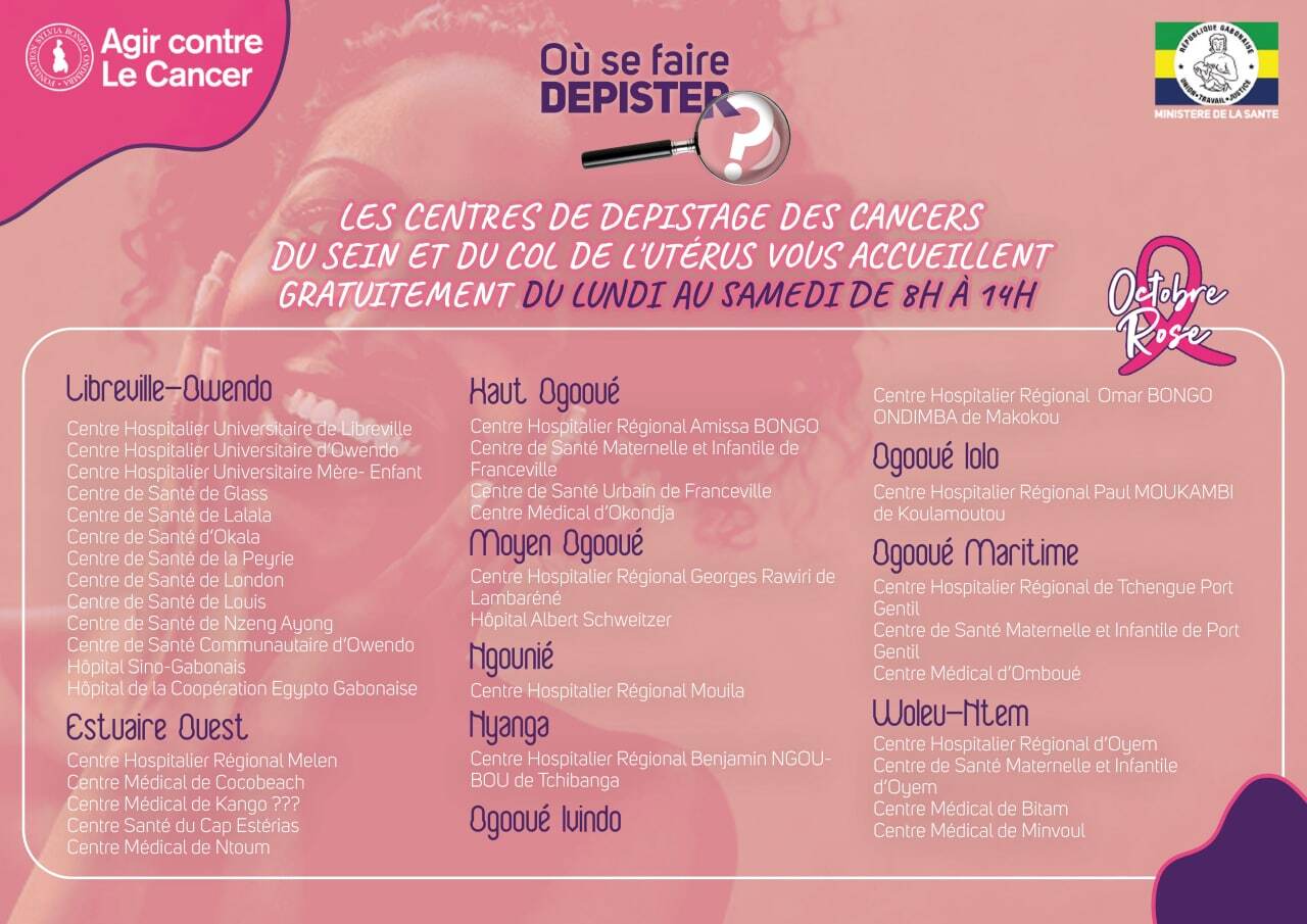 Le calendrier des centres de dépistage