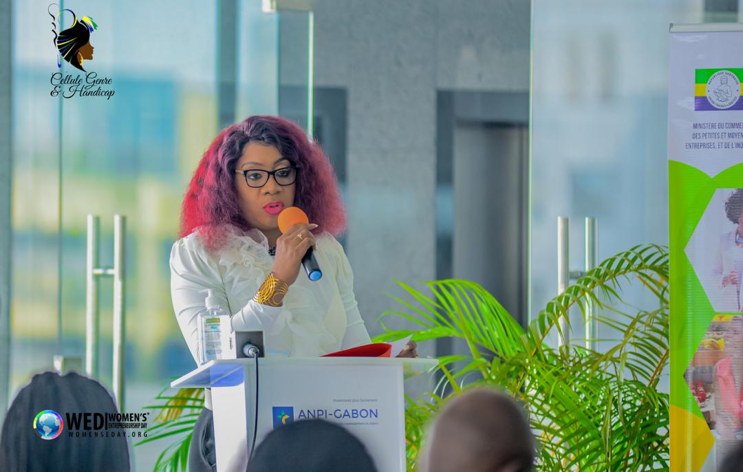 Mme Virginie Mounanga, la Coordinatrice de la cellule Genre et handicap / ambassadrice régionale WEDO lors de son allocution de circonstance 