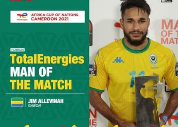 Jim Allevinah élu meilleur joueur du match par la CAF dans le match Gabon vs Maroc