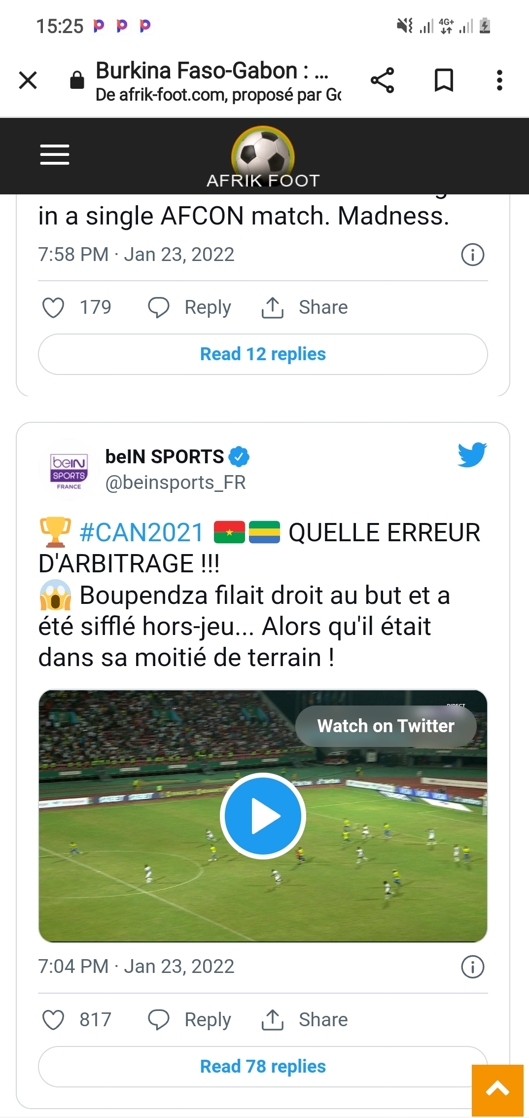 beIN Sports considère qu'il y a eu erreur d'arbitrage dans la rencontre Burkina-Gabon 