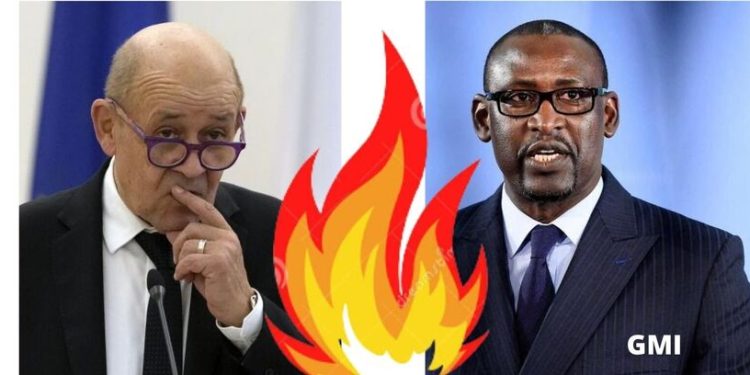 Jean Yves Le Drian, le ministre français des Affaires étrangères et son homologue malien , M. Abdoulaye Diop, le malien a annoncé à l'ambassadeur français de quitter le pays