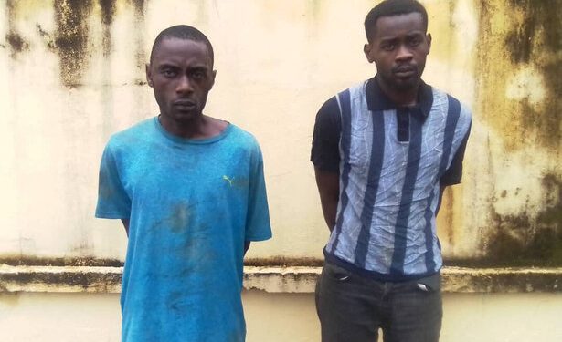 Wendy Spyder Digombé alias "KP" (25 ans) et Davy Missombela Boukoka surnommé "Snisper" (30 ans), les deux voleurs qui violentla fille de leur victime de Nkok