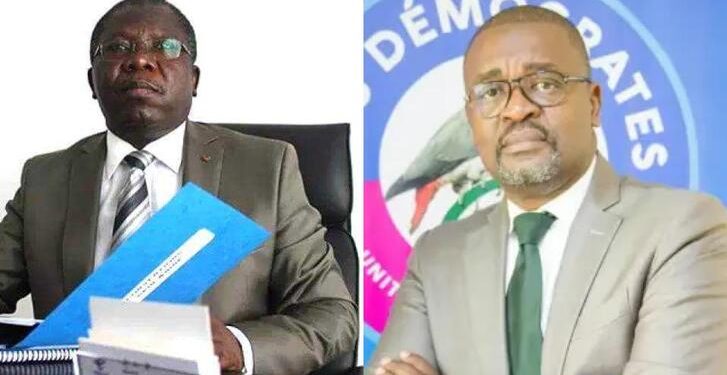Jean Norbert Diramba à gauche et Jean Pierre Doukaga Kassa, les anciens cadres du parti Les Démocrates, nouveaux ministres démissionnent de leur parti