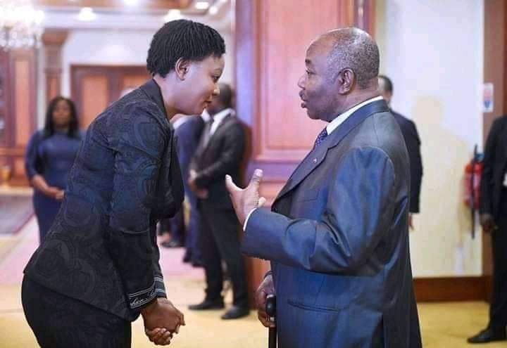 Judith Lekogo et le Président Ali Bongo Ondimba lors de son entrée au gouvernement 