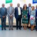 Le ministre des PME Yves Fernand Manfoumbi à la Fabrique des Champions ici avec les responsables du programme et ses collaborateurs