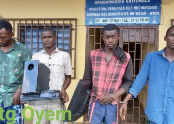 Les quatre jeunes malfrats d'Oyem que la DGR a arrêtés dans leur course