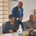 La signature du mémorandum pour des élections crédibles par l'opposition gabonaise, Paulette Missambo et Barro Chambrier le 31 mai au siège de l'UN