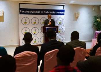Le président de RGA lors de sa présentation de candidature pour la présidentielle de 2023 à Libreville