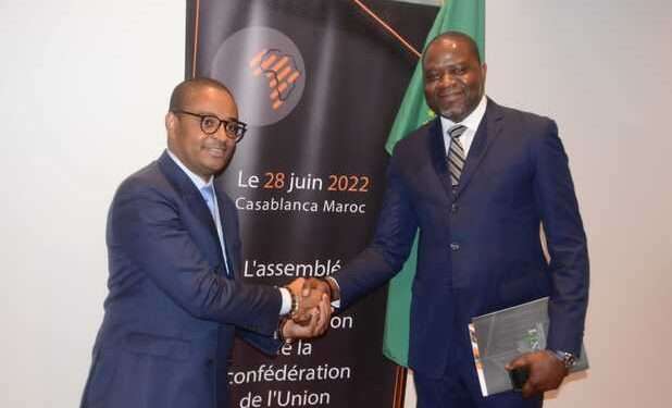 Le Vice-président de l’UAPI, Hermann Kamonomono, à droite, et le représentant de la Fédération nationale des promoteurs immobiliers du Maroc, à gauche