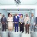 Les officiels avec Virginie Mounanga lors de la présentation de la convention de partenariat entre Blanc Cristal et Skill & You