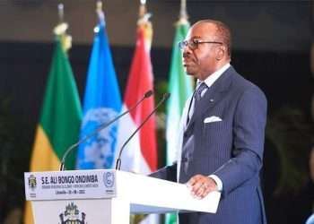 Le président Ali Bongo Ondimba lors de son allocution à l'ouverture de la semaine africaine sur le climat