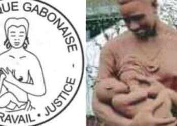 Le sceau de la République gabonaise à droite et
