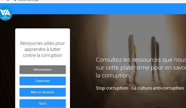 Le site web pour stopper la corruption au Gabon proposé par la SING