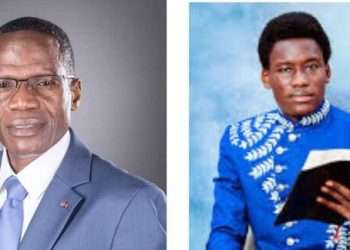 L'église d'Emmanuel Ndzoma, à droite, fermée par Lambert Noël Matha, le ministre de l'Intérieur, à gauche