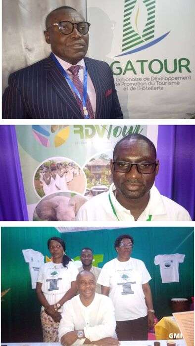 Christian Mbina, DG AGATOUR, Arnaud Ikango DGA de Rdvtour et maître Awanda spécialiste du yoga à la célébration de la journée mondiale du Tourisme