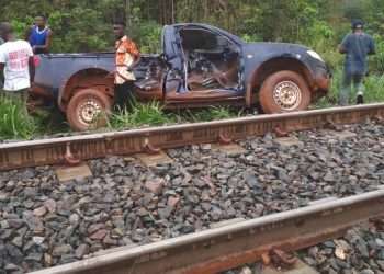 Un véhicule routier percuté par un train