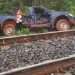 Un véhicule routier percuté par un train