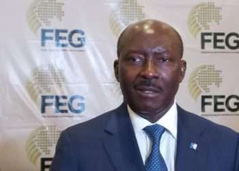Henri Claude Oyima, le président de la FEG lors de l'AG à Libreville