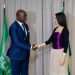 Le ministre du Commerce et des PME, Yves Fernand Manfoumbi et l'ambassadeur du Liban S.E Aline Younès
