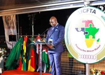 Le ministre du Commerce Yves Fernand Manfoumbi a lancé l'initiative du commerce guidé du marché commun (ZLECAF) au Ghana