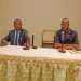 Les ministres Yves Fernand Manfoumbi et Jean Norbert Diramba dirigeant la réunion préparatoire de l'arrivée du président Ali Bongo Ondimba dans la Ngounié