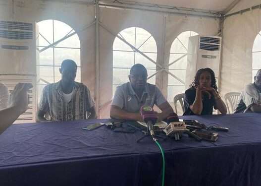 Taty Anaclet, président de Fédération gabonaise d'athlétisme devant la presse