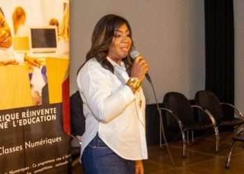 La directrice générale de Blanc Cristal, Virginie Mounanga au lancement du Digital Impact days