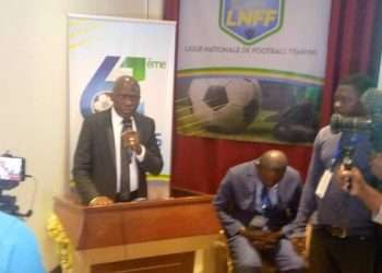 Pierre Alain Mounguengui, le président de la Fegafoot lors du congrès sur le Football national