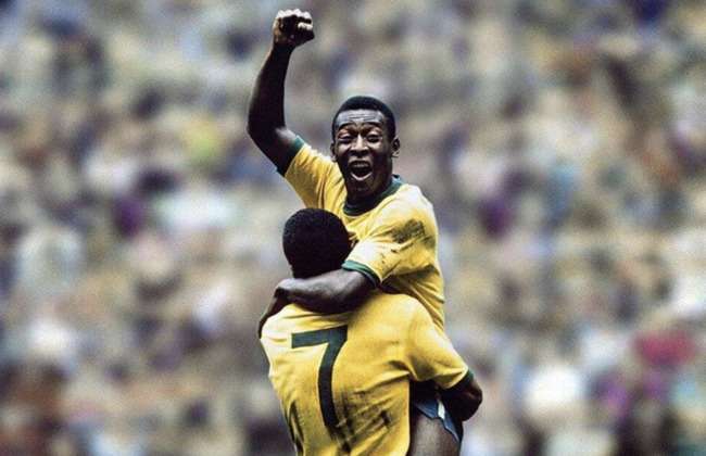 Pelé célébrant son but lors de la Coupe du monde 1970