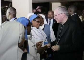 Le cardinal Pietro Parolin, émissaire du pape François venu pour les 40 ans de l'arrivée du pape Jean Paul II au Gabon