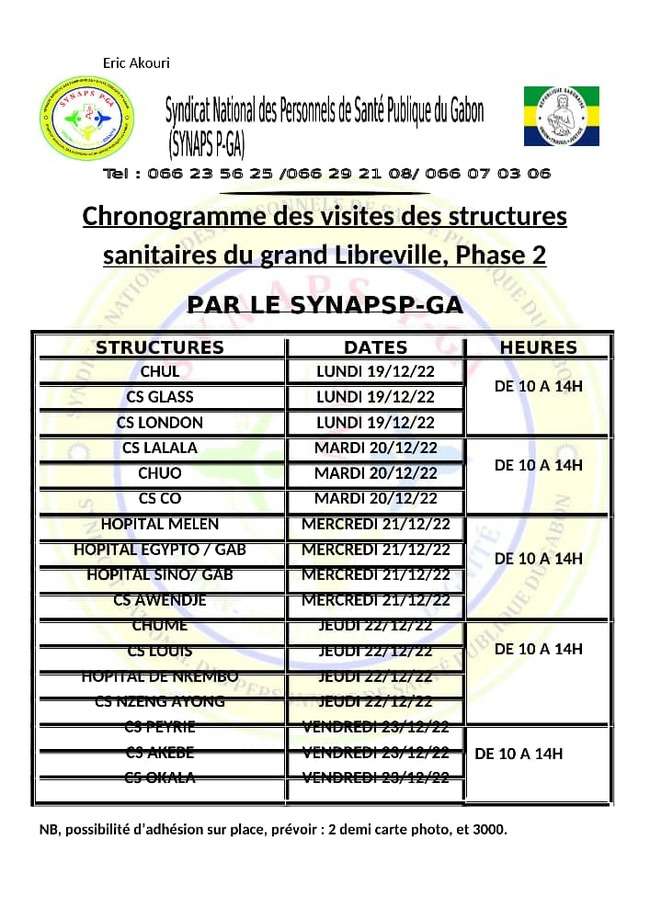 Le programme de la tournée du Synaps P-GA