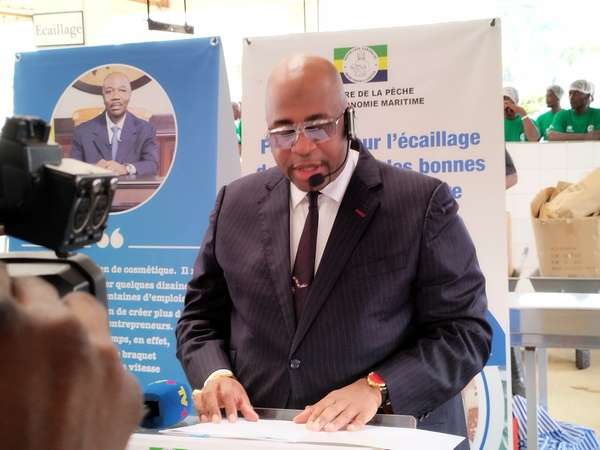 Le ministre de la Pêche et de l'économie maritime, Pascal Houangni Ambouroue lors de son allocution sur la formation au CAPAL