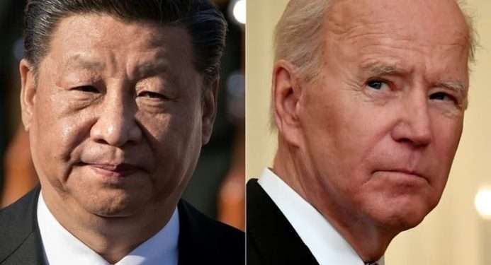 Xi Ping (Chine à gauche) accuse et Joe Biden (États-Unis) de soutenir l'Ukraine