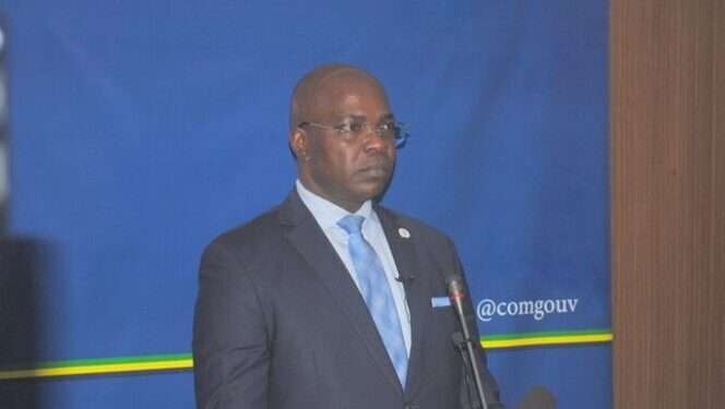 Le ministre, Porte-parole du gouvernement, Yves Fernand Manfoumbi parlant du rôle des trois bassins forestiers mondiaux au One forest summit