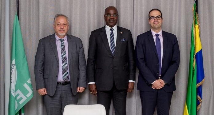 La délégation de la Banque mondiale qui a rendu visite au ministre Yves Fernand Manfoumbi l'entoure