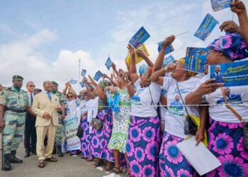 Le président Ali Bongo Ondimba lors de son arrivée à Lambaréné