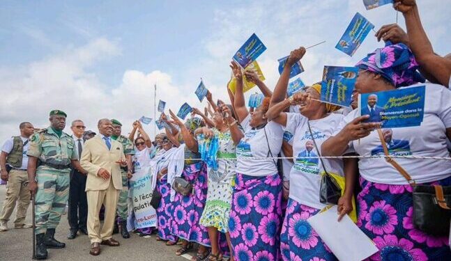 Le président Ali Bongo Ondimba lors de son arrivée à Lambaréné