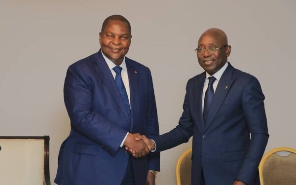 Le président centrafricain, Faustin Archange Touadera et le président de l'Assemblée nationale, Jean François Ndongou @D.R