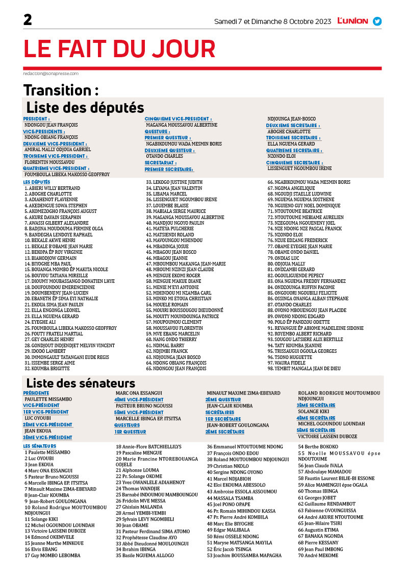 Députés Sénateurs Transition