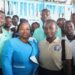 Camélia Ntoutoume Leclercq avec les coopératives des établissements du Grand Libreville