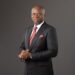 Le candidat Brice Clotaire Oligui Nguema dans une tribune