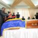 Le président de la transition devant la depouille de MeLouis Gaston Mayila