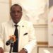 Le SG du PDG "légal" au 5 ans anniversaire, Ali Akbar Onanga Y'Obegue lors de son discours de circonstance