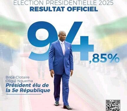 94,85 % pour Oligui Nguema confirme la cour constitutio