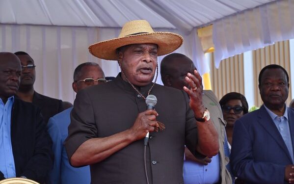 Denis Sassou-Nguesso, le jour de l'annonce de sa candidature à l'élection présidentielle